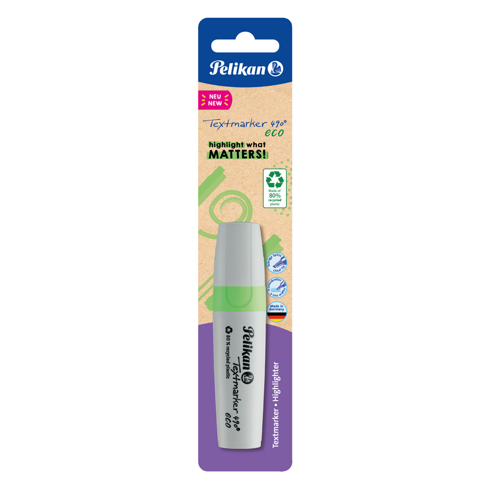 Textmarker 490 eco 1 Stück auf Blister Neon-Grün