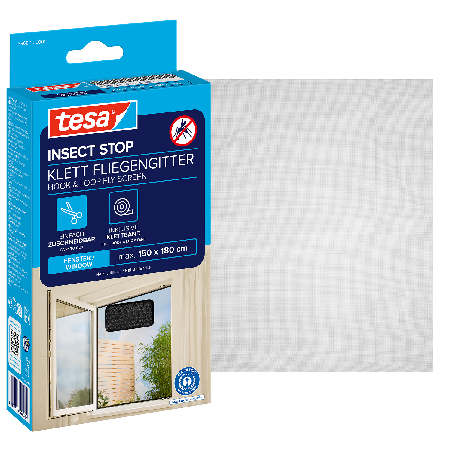 Insect Stop STANDARD Fliegengitter für Fenster 1,5 × 1,8 m Anthrazit