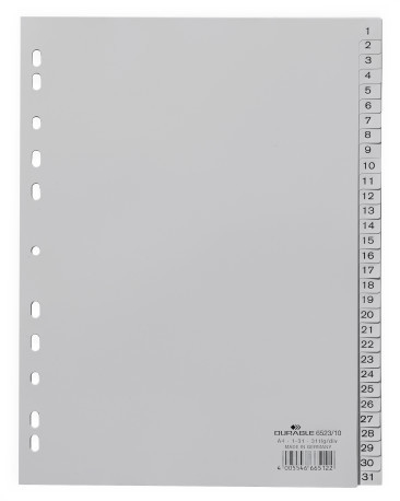 Zahlenregister – A4 – 1–31 – grau