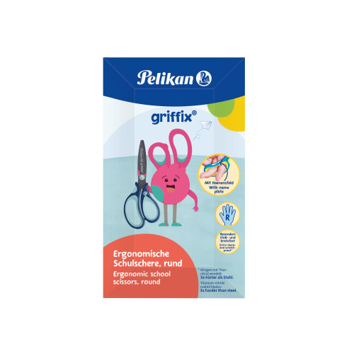 griffix Schulschere Rechtshänder Rund 14cm Blau