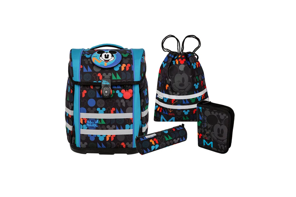 PERFECTO Disney Mickey Mouse | Schulranzen-Set 5-tlg. | 22 l | ClickFlex Rückensystem | XL-Seitentaschen