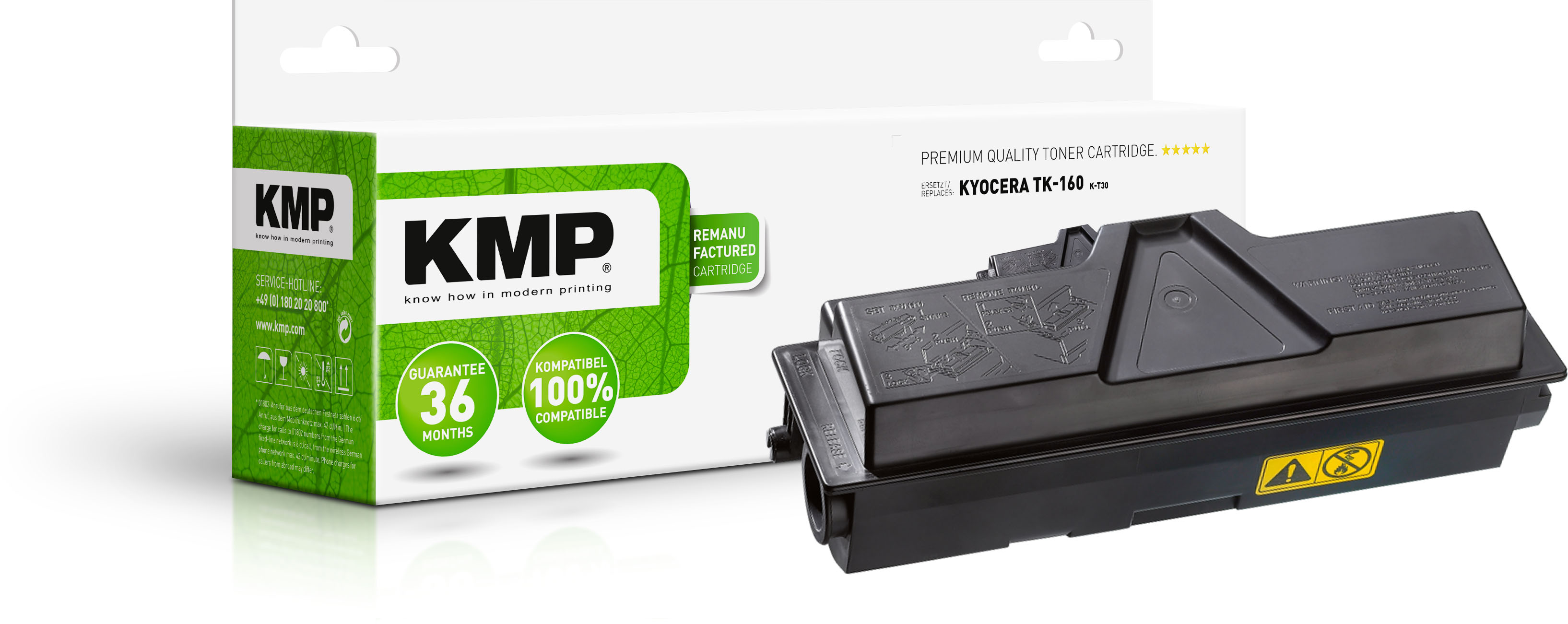 KMP Toner Kyocera TK-160K/TK160K black 2500 S. K-T30 remanufactured