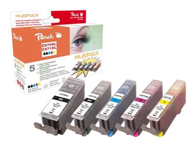Multi Pack XL - 5er-Pack - Schwarz, Gelb, Cyan, Magenta - kompatibel - Tintenpatrone (Alternative zu: Canon CLI-571BKXL, Canon CLI-571YXL, Canon PGI-570PGBKXL, Canon CLI-571MXL, Canon CLI-571CXL)