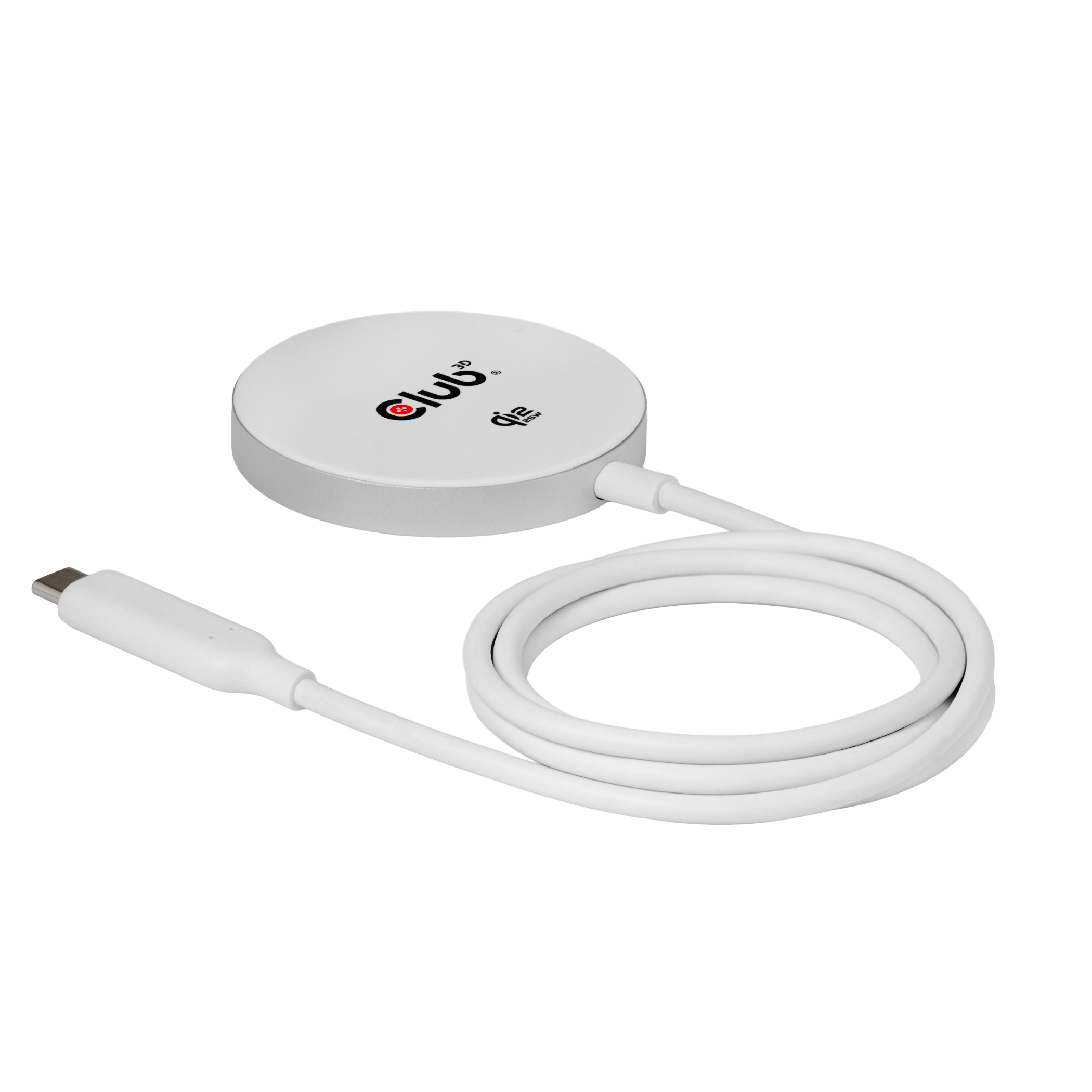 Club3D Ladegerät wireless Qi2 USB-C 25Watt, weiß retail