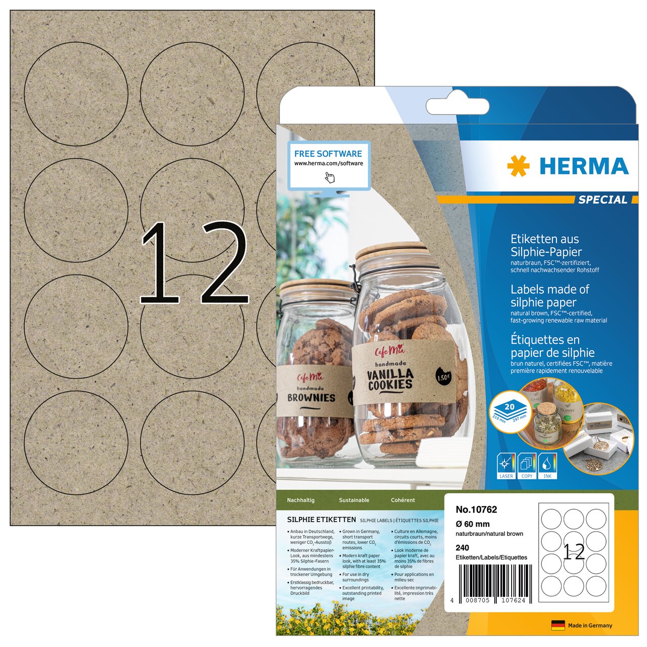 Etiketten Silphie A4 20 Blatt 60mm Rund