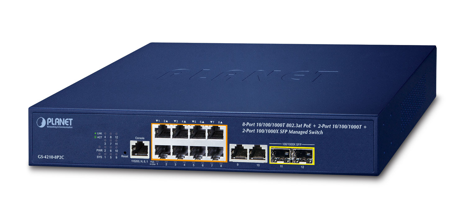 IPv4/IPv6 8-Port Managed 802.3at POE+ Gigabit Ethernet - 1 Gbps - 8-Port