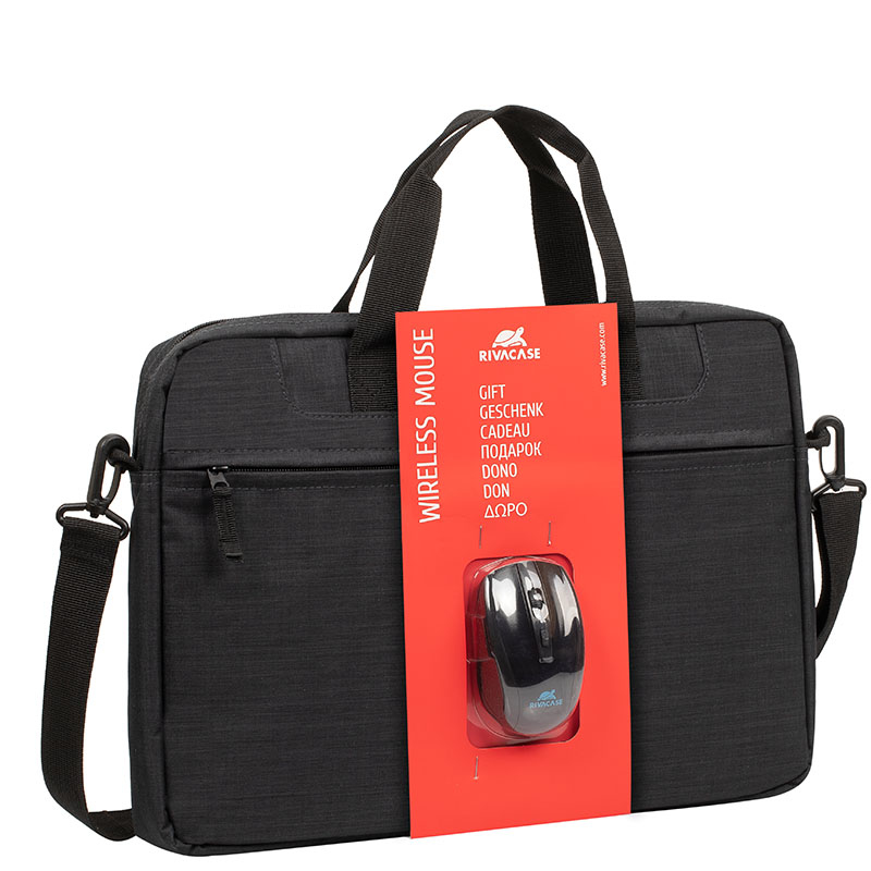 RIVACASE Regent Notebook-Tasche mit Wireless Maus 15,6 Zoll – Schwarz