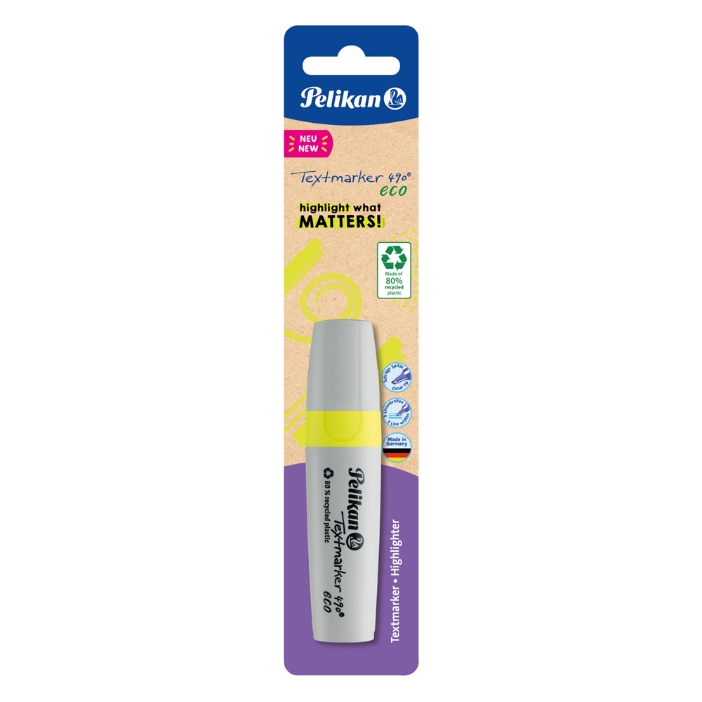 Textmarker 490 eco 1 Stück auf Blister Neon-Gelb