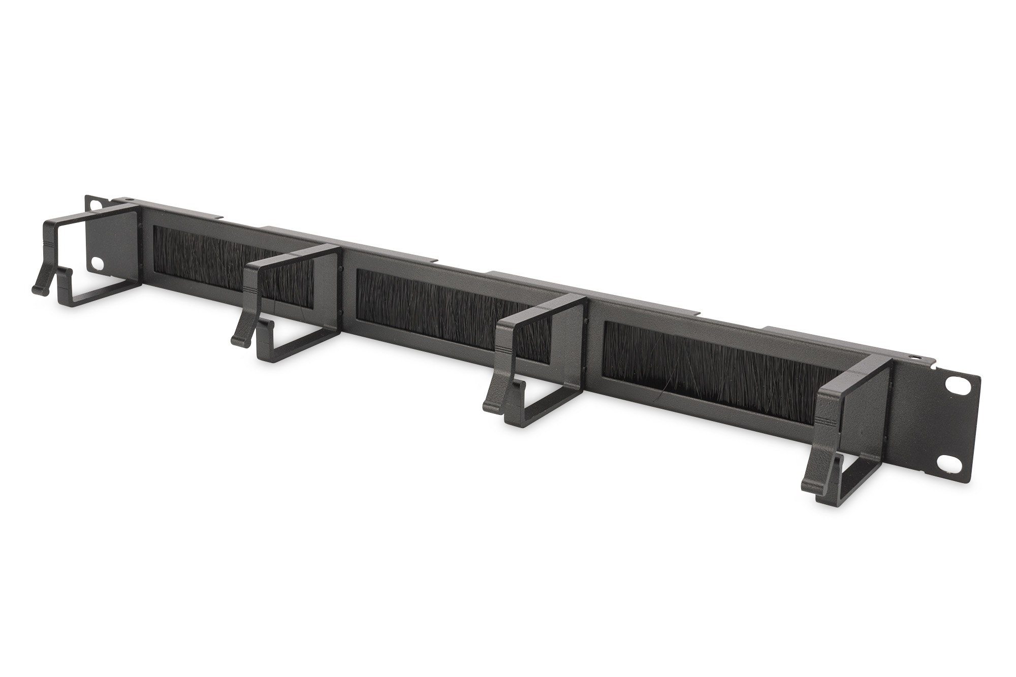 Rangierpanel 1HE 19" 4xBügel mit Bürstenleise schw.