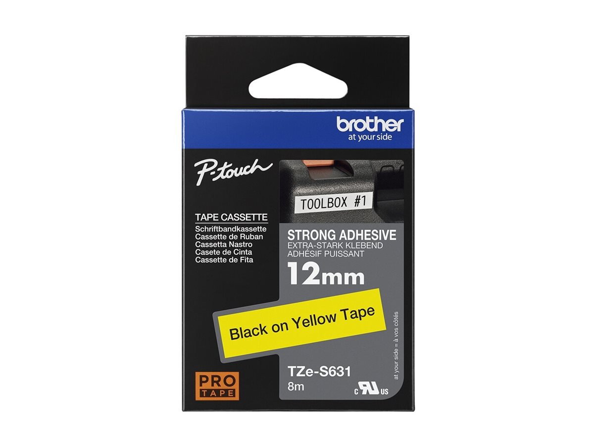 Schriftbandkassette Brother 12mm gelb/schwarz TZe-S631