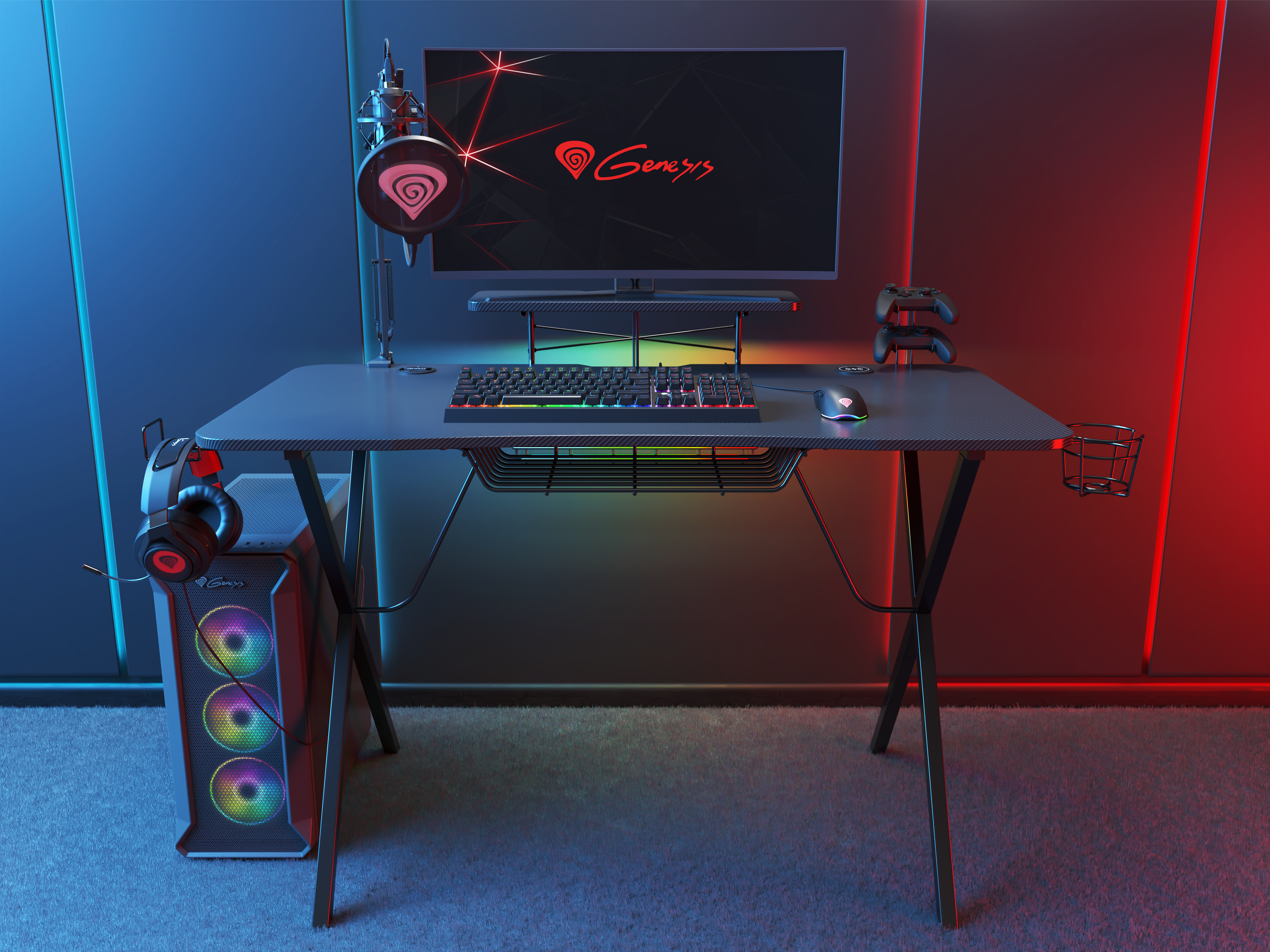 Genesis Gaming Tisch HOLM 300 RGB schwarz (120cm x 75cm)