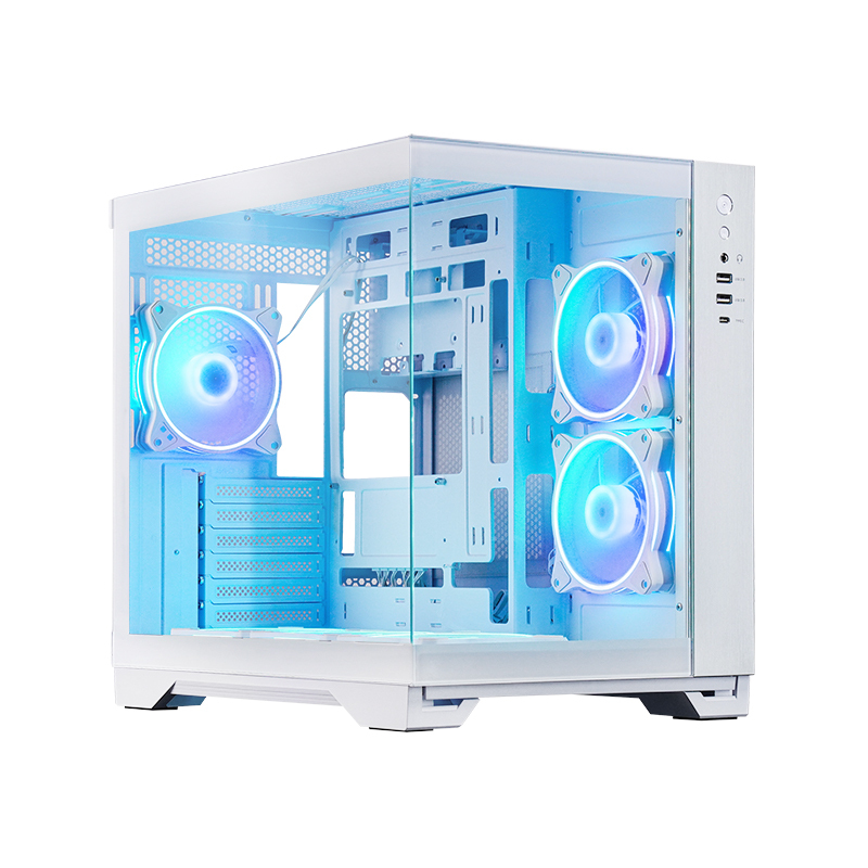 Visio White GM-30W-TG-OP | ATX Dual-Chamber | 2x Tempered Glass | 6x A-RGB | USB-C 10 Gbit/s