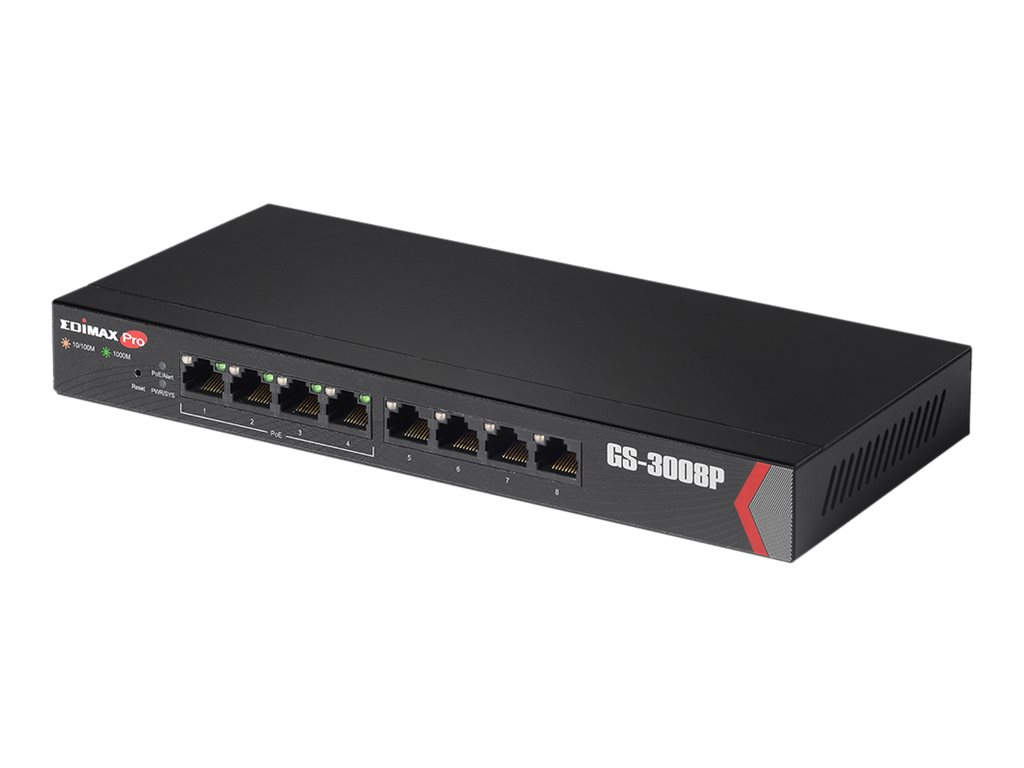 Edimax Pro GS-3008P - Switch - Smart - 8 x 10/100/1000 (4 PoE+)