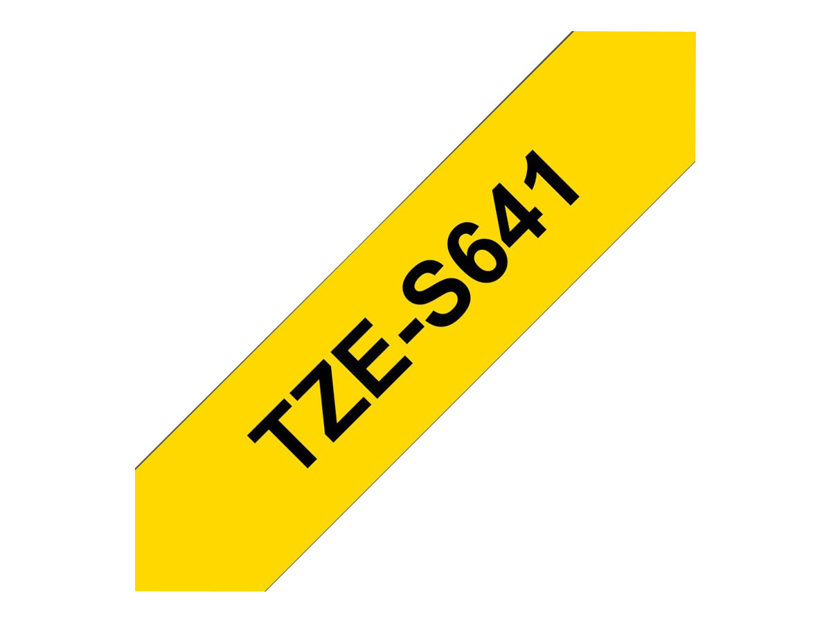 Brother TZe-S641 - Extra starker Klebstoff - Schwarz auf Gelb - Rolle (1,8 cm x 8 m)