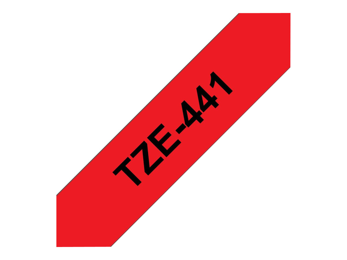 Brother TZe-441 - Standard-Klebstoff - schwarz auf rot - Rolle (1,8 cm x 8 m)