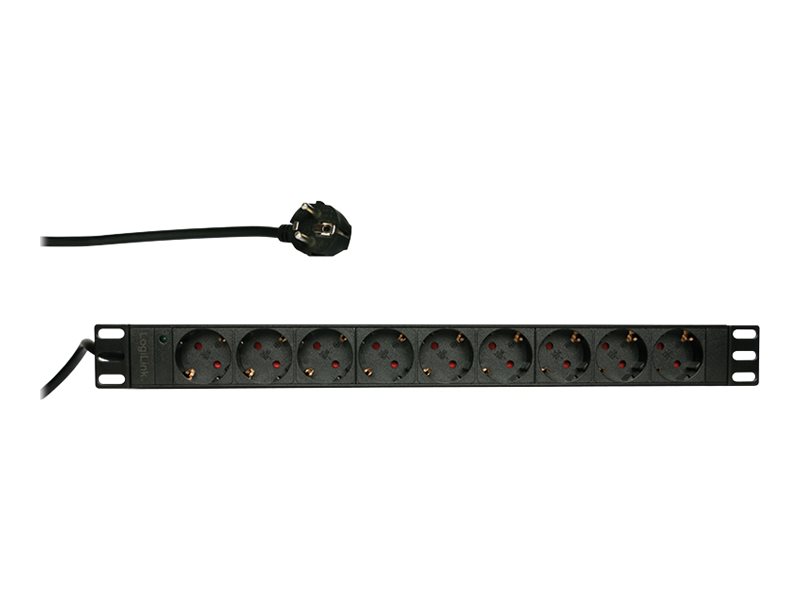 Stromverteilungseinheit (Rack - einbaufähig) - Wechselstrom 250 V - Eingabe, Eingang CEE 7/7 - Ausgangsanschlüsse: 9 (Stromversorgung)