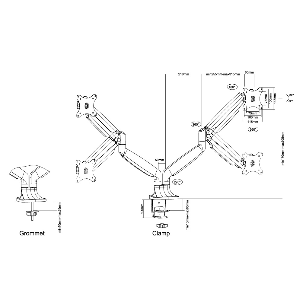 Neomounts by Newstar | Select TIS 10"-32" 2TFT 2 Gelenke silber Max.18kg