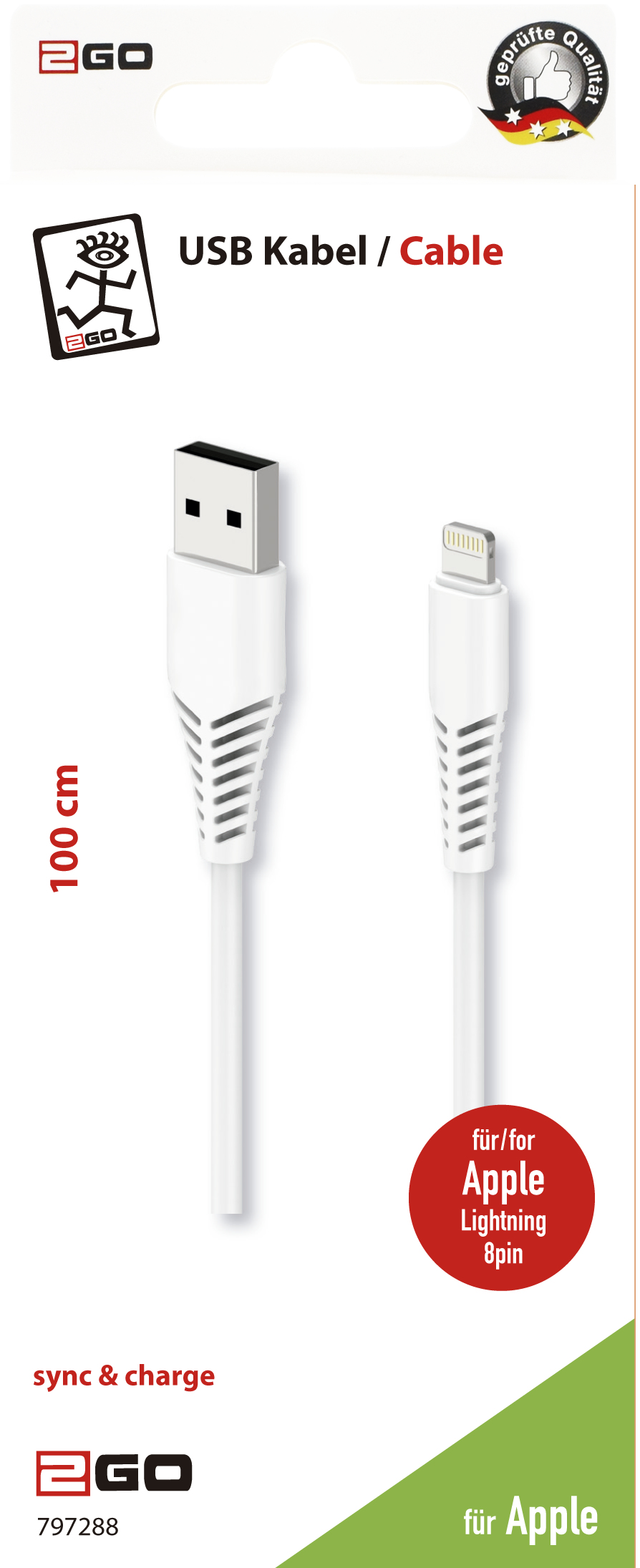 ACV Cable Apple 8pin 1m white - Kabel - 1 m