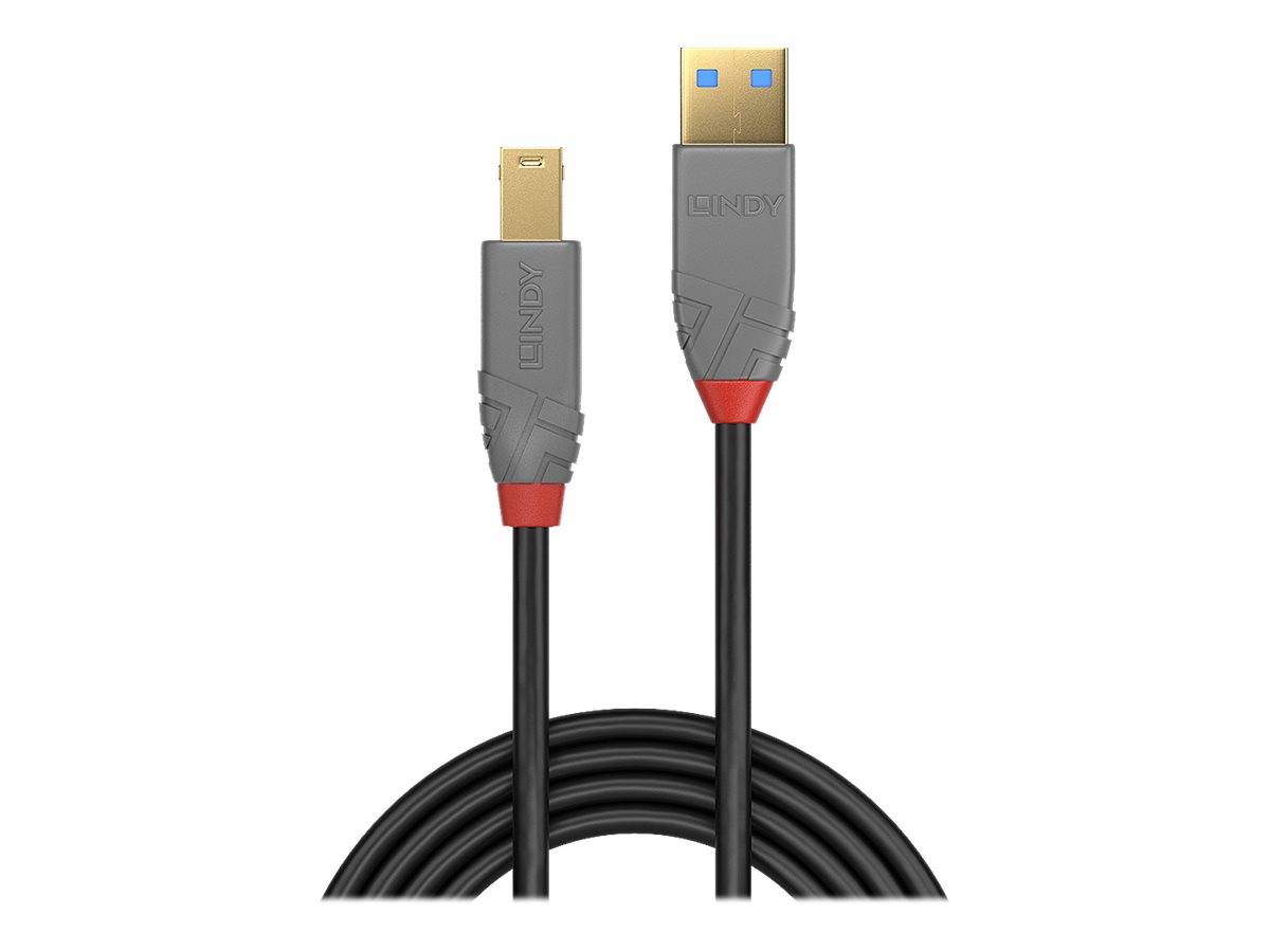 Lindy | 5m USB 3.2 Typ A an B Kabel, 5GBit/s, Anthra Line