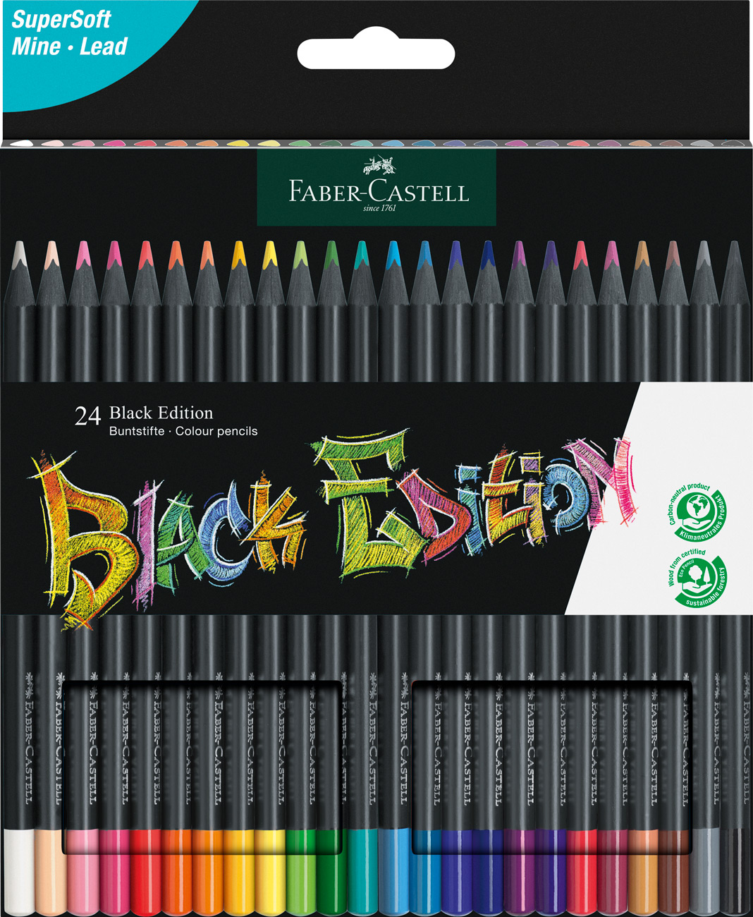 FABER-CASTELL Buntstifte Black Edition 24er Kartonetui