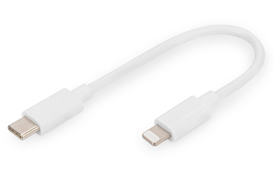 DIGITUS | USB Kabel USB-C St. -> Lightning St., MFI 0,15M weiß