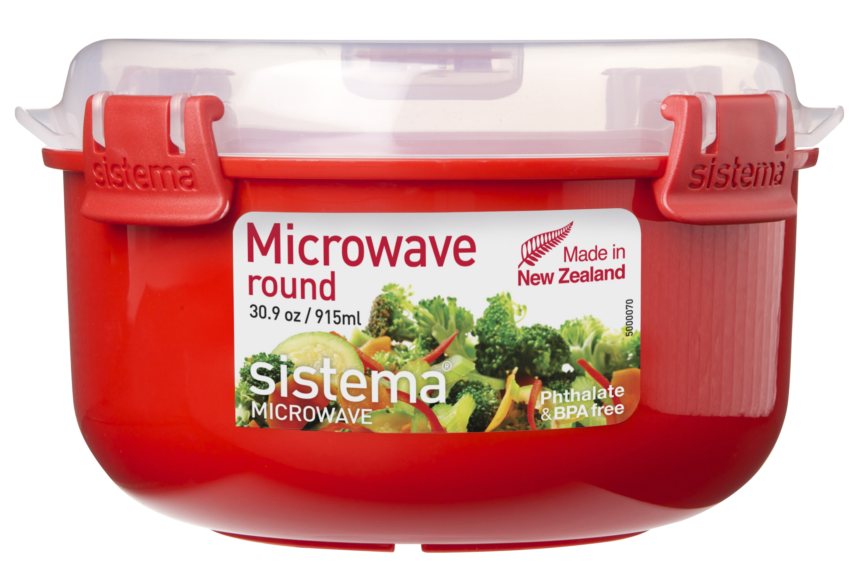 sistema | Mikrowellenbehälter Rund mit Ventil |  915 ml | rot