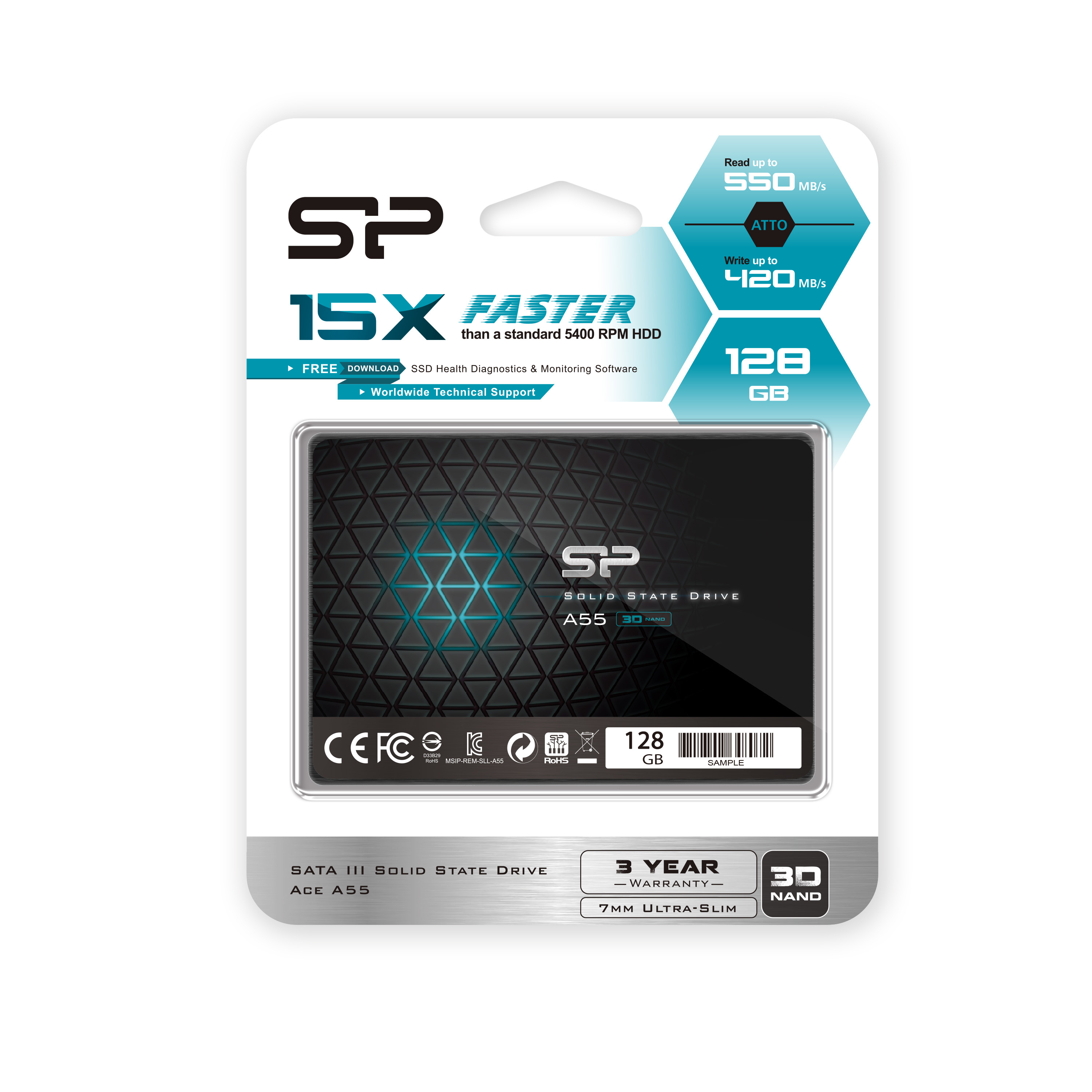 Silicon Power A55 - 128 GB SSD - intern - 2.5" (6.4 cm)