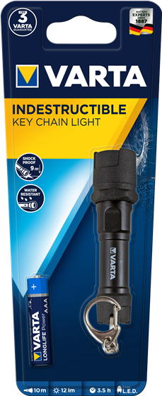Varta 16701 101 421 - Schlüsselanhänger-Blinklicht - Schwarz - Gummi - 9 m - IPX4 - LED