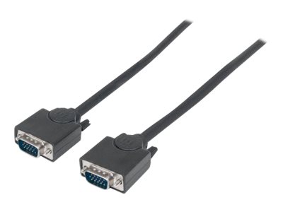 IC Intracom Manhattan SVGA Monitor Cable, HD15, 1.8m, Male to Male, Compatible with VGA, Fully Shielded, Black, Lifetime Warranty, Polybag - VGA-Kabel - HD-15 (VGA)