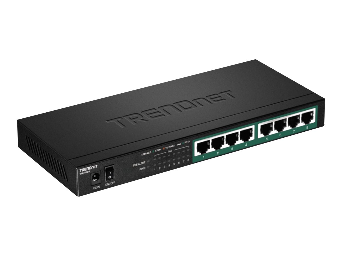 TRENDnet TPE TG84 - Switch - 8 x 10/100/1000 (PoE+)