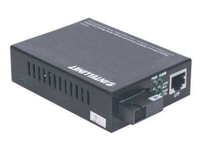 Intellinet Gigabit Ethernet WDM bidirektionaler Singlemode Medienkonverter, 10/100/1000Base-TX auf 1000Base-LX (SC)