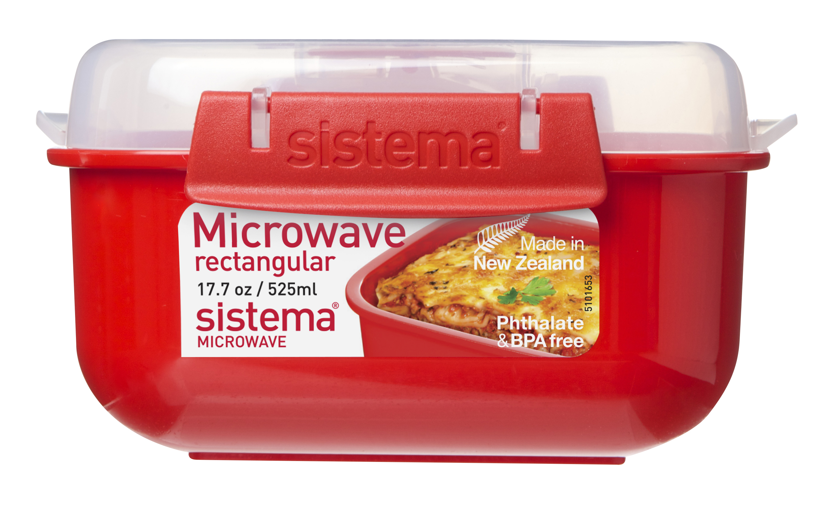 sistema | Mikrowellenbehälter Eckig mit Ventil | 525 ml | rot