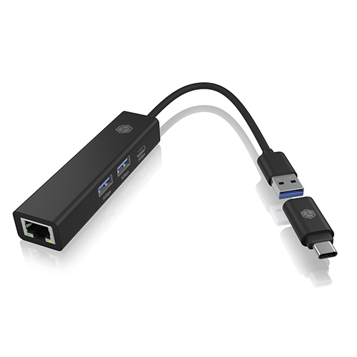 Adapter IcyBox USB3.2 Gen1 Hub & Gigabit LAN 4-in-1 retail