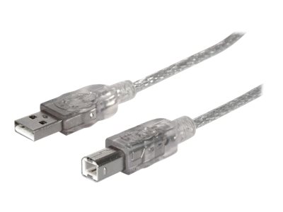 Manhattan USB-A to USB-B Cable, 5m, Male to Male, Translucent Silver, 480 Mbps (USB 2.0)