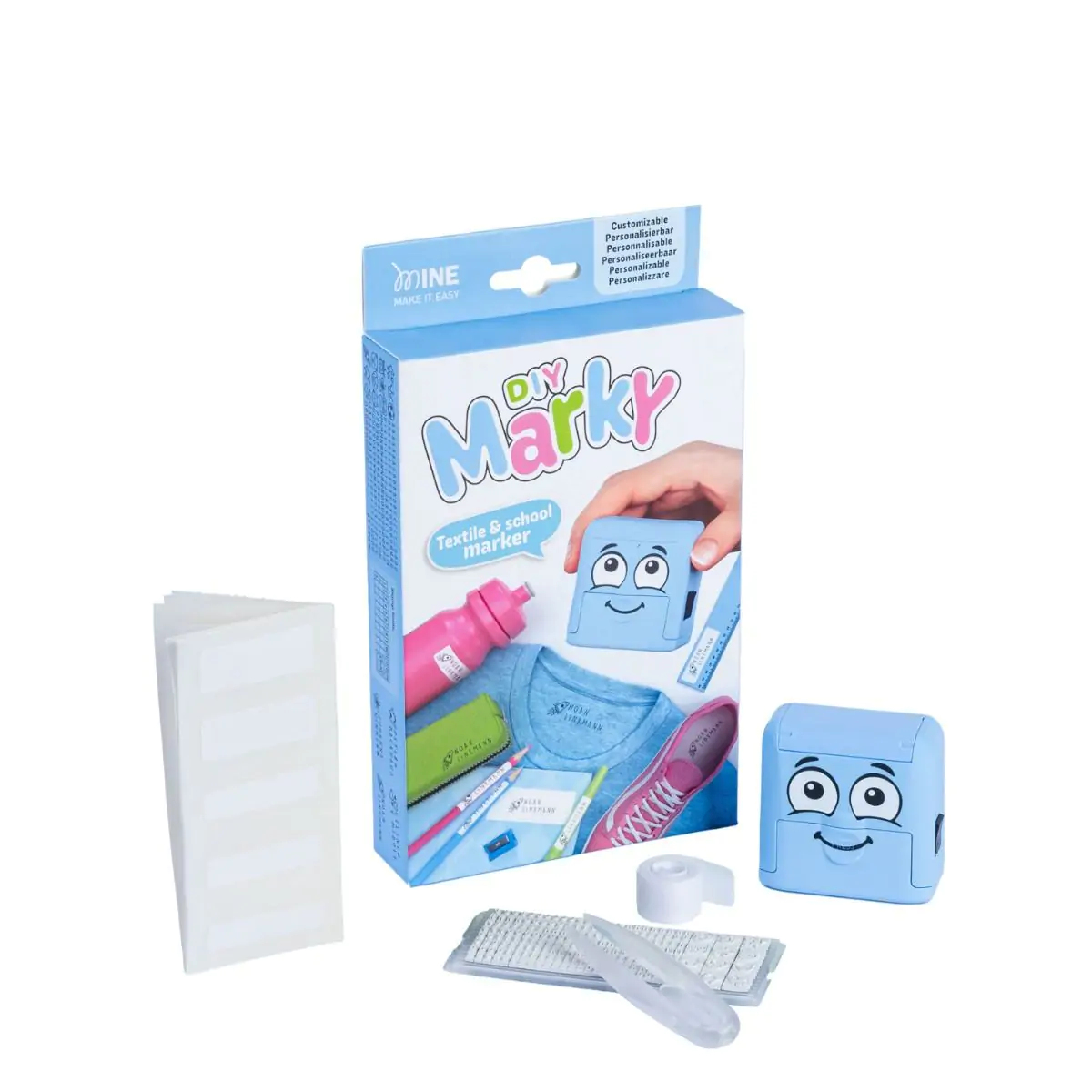 MARKY Markierstempel-Set für Kleidung & Schulmaterialien Blau