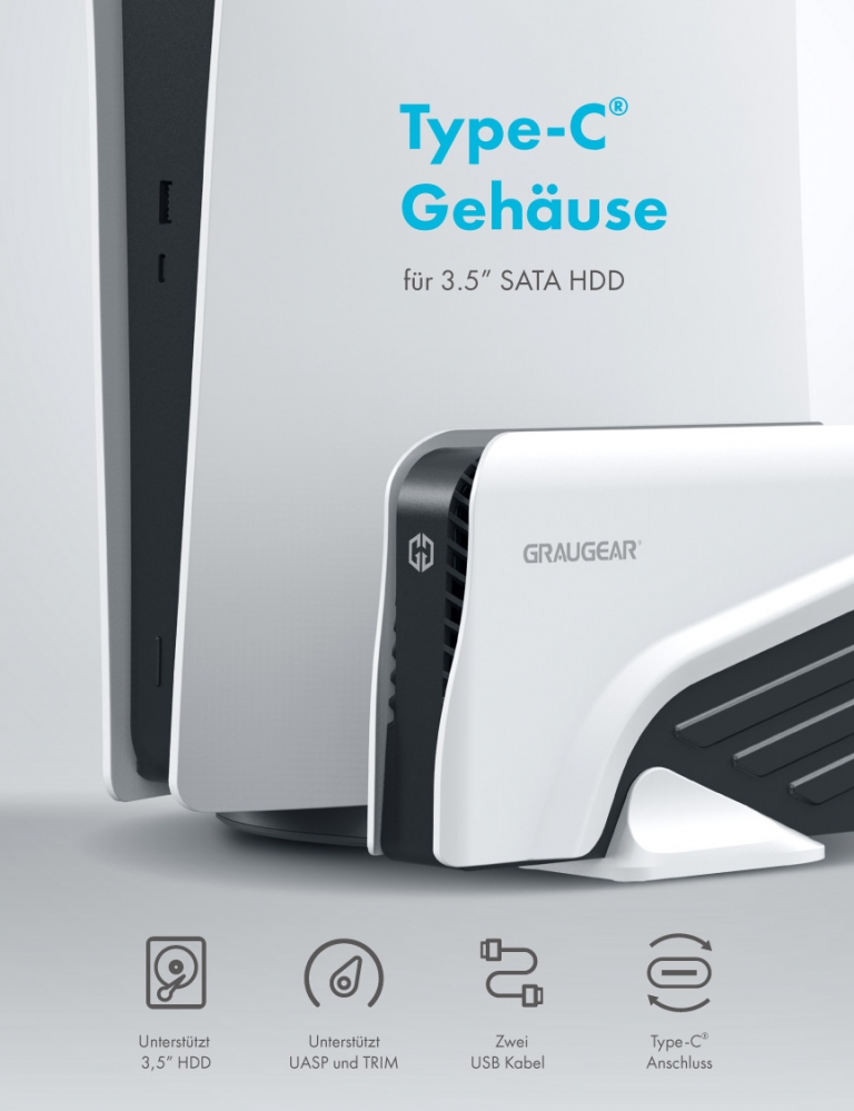 GRAUGEAR externe Festplatte 8TB für PS4/PS5 USB-C/USB-A