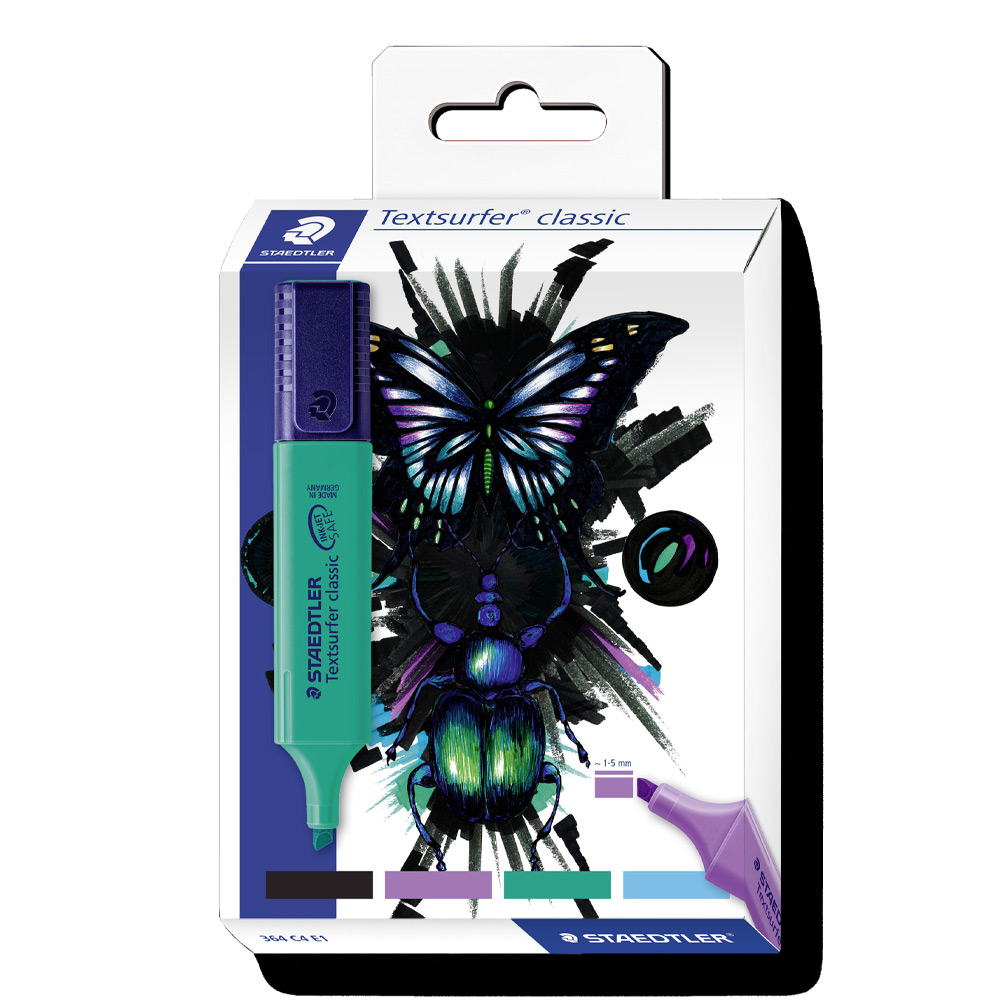 Textmarker classic cool & cute Design – 4er Set