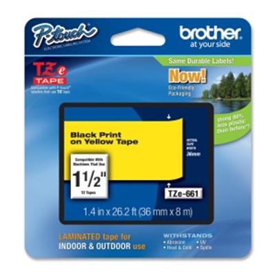 Brother TZe-661 - Standard-Klebstoff - Schwarz auf Gelb - Rolle (3,6 cm x 8 m)