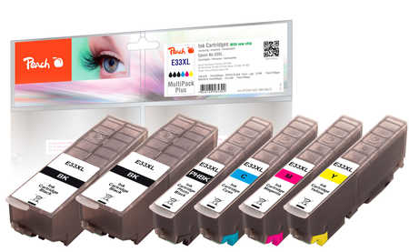 Peach Multi Pack Plus XL - 6er-Pack - Schwarz, Gelb, Cyan, Magenta - kompatibel - Tintenpatrone (Alternative zu: Epson 33XL, Epson T3351, Epson T3362, Epson T3363, Epson T3364, Epson T3361, Epson T3357)