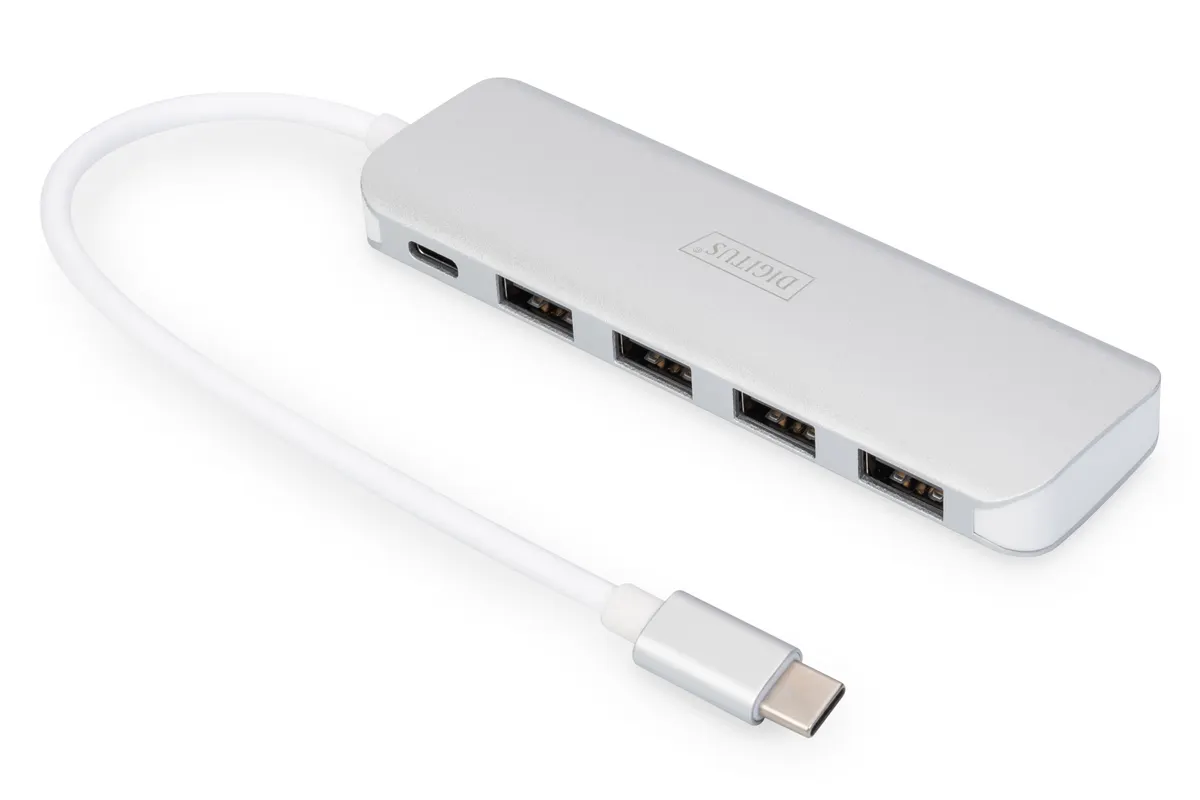 USB-C Hub 4-Port | 4x USB 3.2 Gen 1 | Power Delivery | 5 Gbit/s | Aluminium