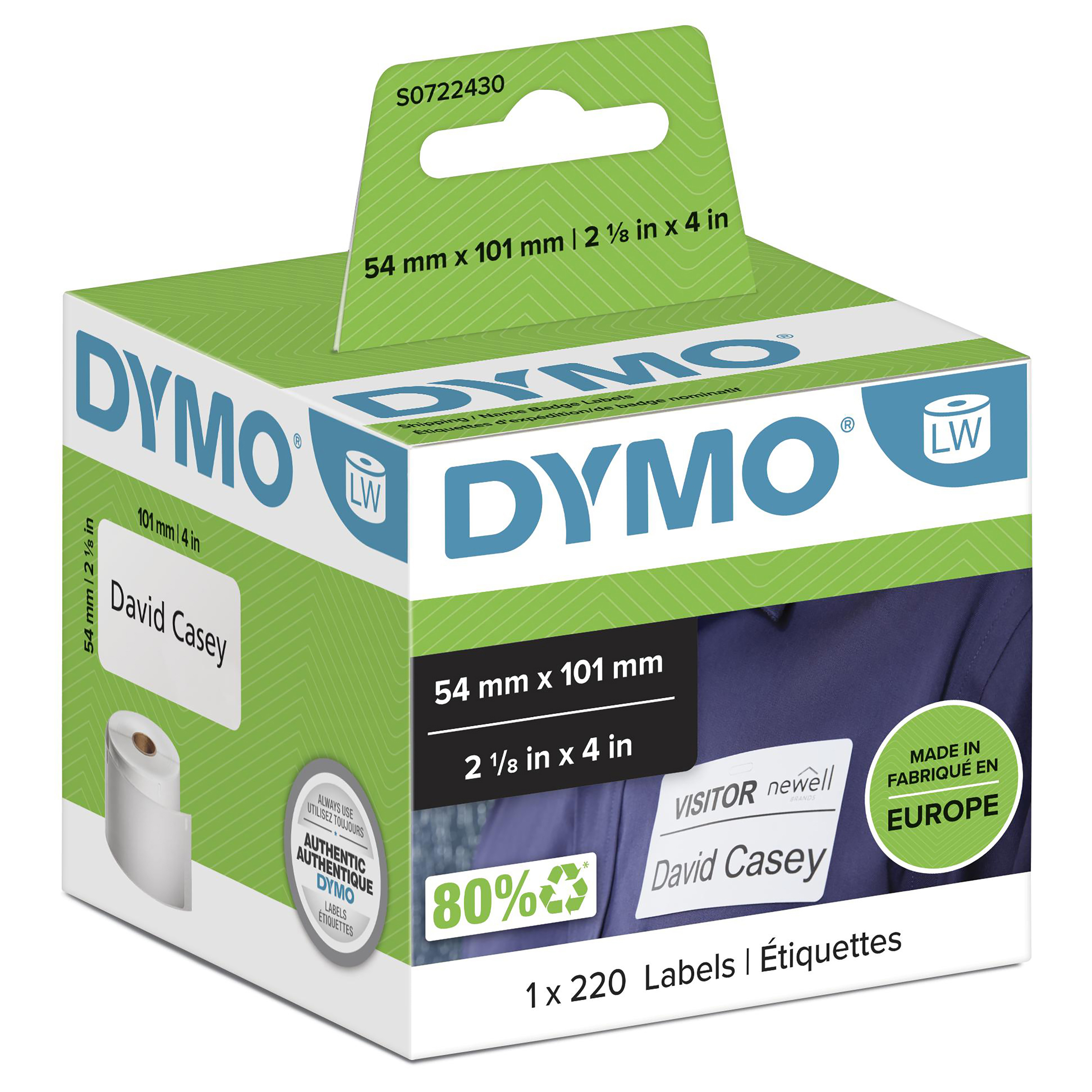 DYMO | Original Etikett für LabelWriter | Versand | weiß | permanent haftend | 1 x 220 Etiketten | 54 x 101 mm