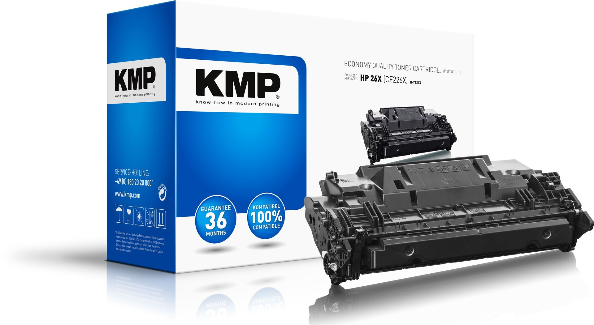 KMP H-T224X - 330 g - Hohe Ergiebigkeit - Schwarz - kompatibel - Tonerpatrone (Alternative zu: HP 26X)