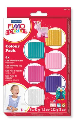 STAEDTLER FIMO 8032002 - Knetmasse - Gold - Lila - Pink - Türkis - Weiß - Kinder - 6 Farben - 110 °C - 42 g