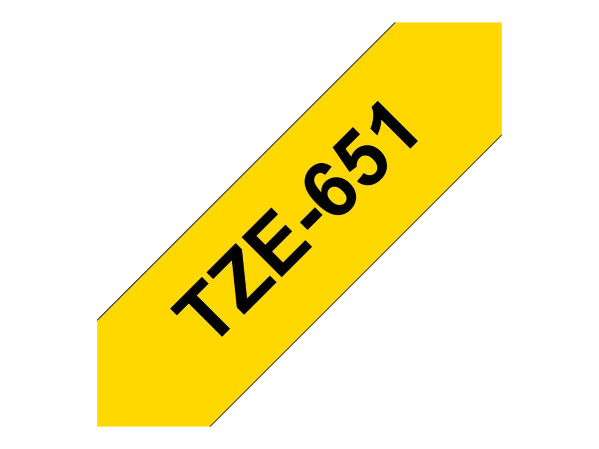 Brother TZe-651 - Standard-Klebstoff - Schwarz auf Gelb - Rolle (2,4 cm x 8 m)