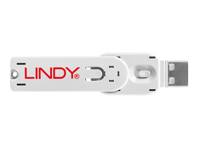 Lindy | USB Typ A Port Schlüssel mit 4 Schlössern, Weiß