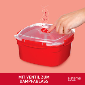 sistema | Mikrowellen-Dampfgarer mit Korb | 2,4 l | rot