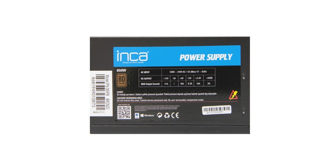 INCA Netzteil IPS-065PB 650W 80+Bronze 1x 140mm Lüfter
