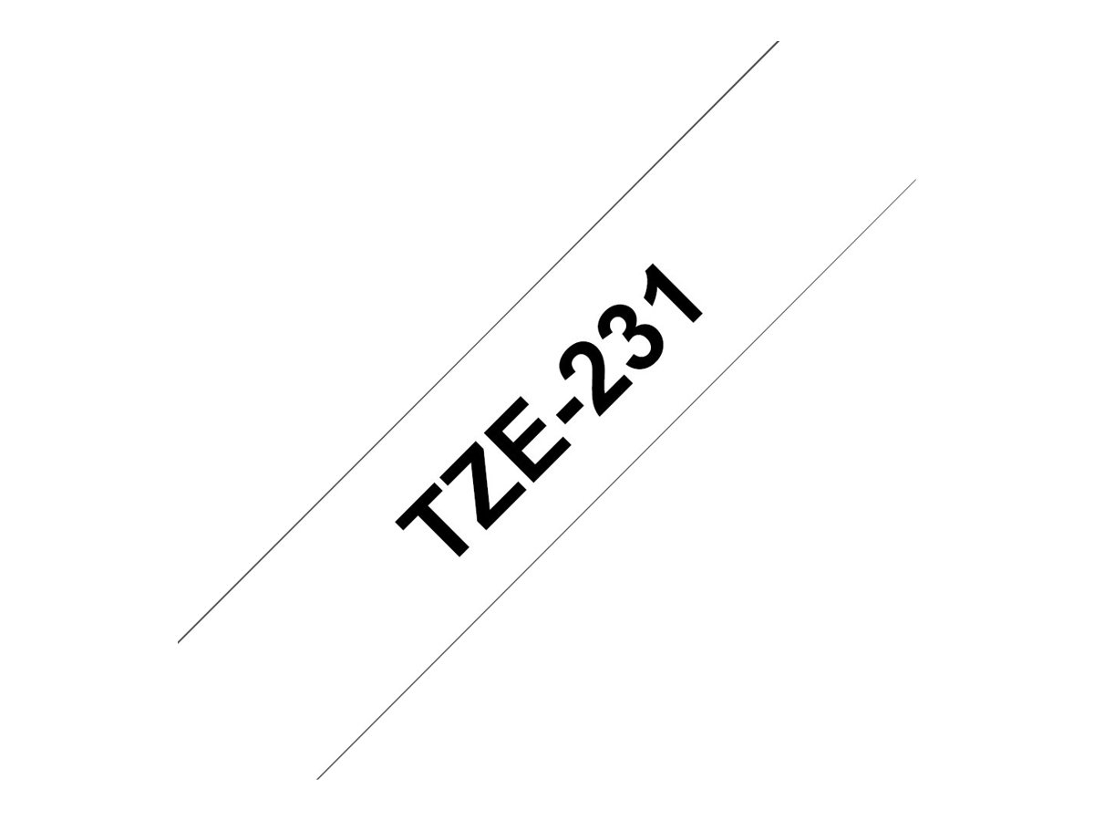 Brother TZe-231 - Standard-Klebstoff - Schwarz auf Weiß - Rolle (1,2 cm x 8 m)
