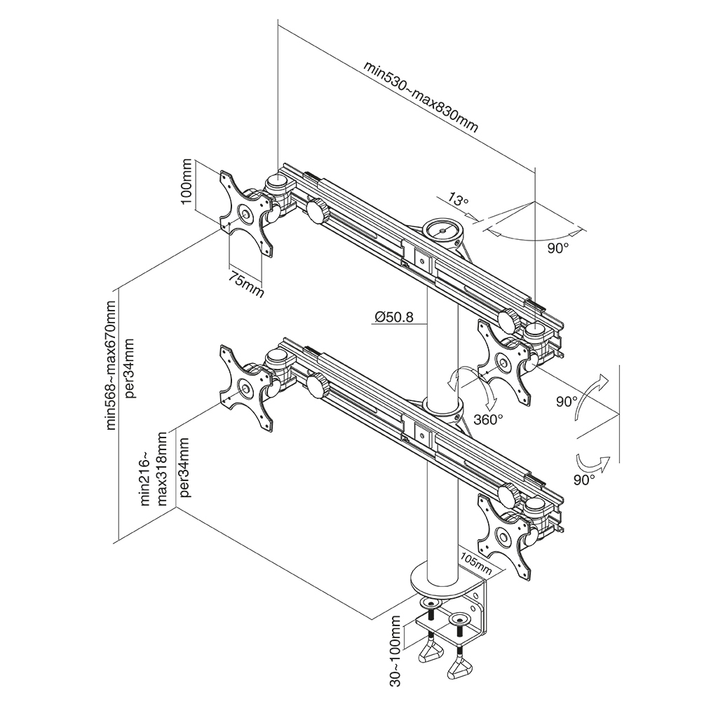 Neomounts by Newstar | TIS 19"-30" 4TFT 4Gelenke schw. Max.32kg