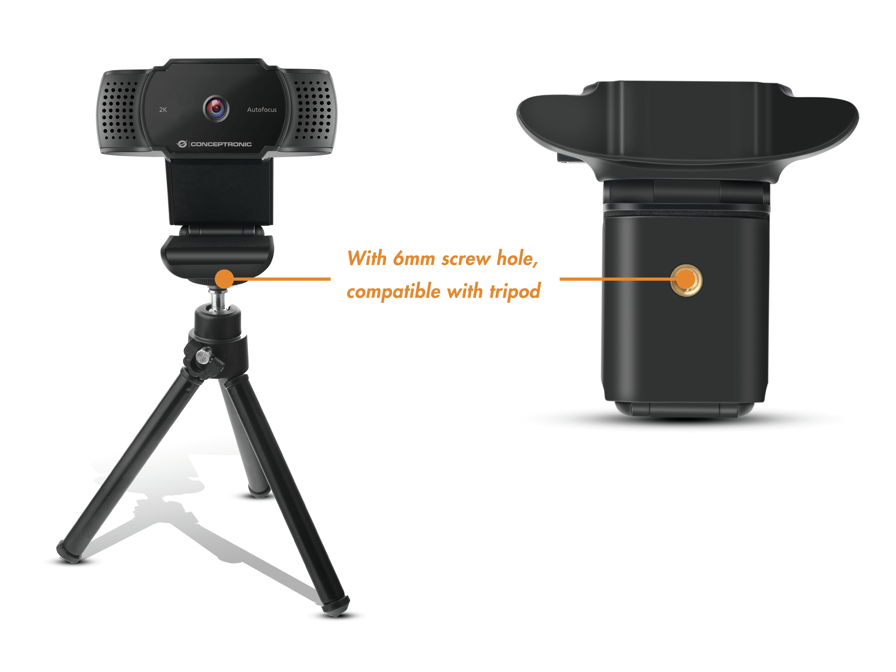 Conceptronic Webcam AMDIS 2k Super HD AF-Webcam+Microphon.sw - Webcam